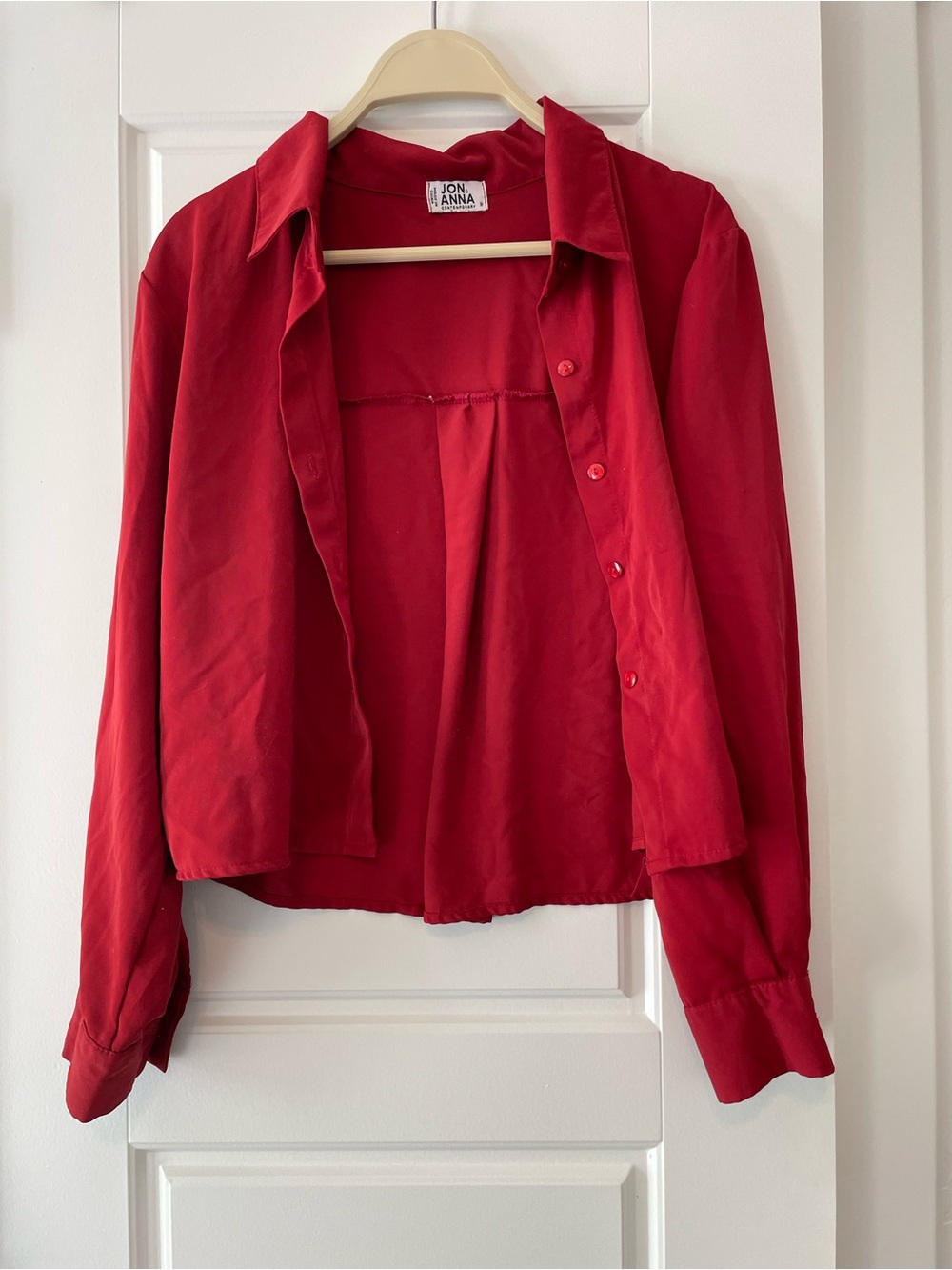 Jon & Anna Red Cropped Button-Front Shirt Jacket